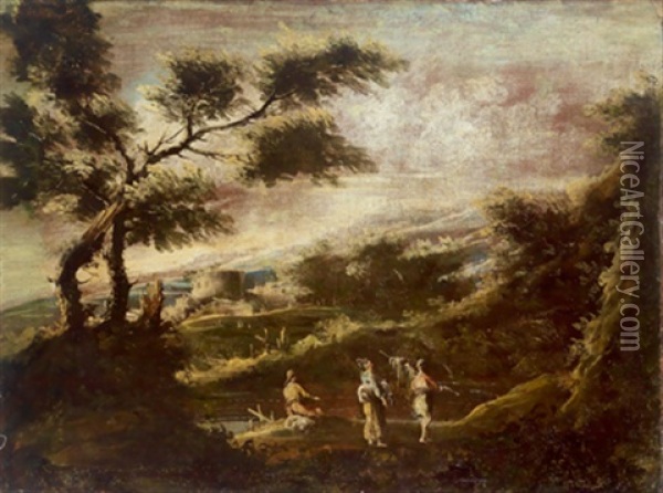 Landschaft Mit Figuren Oil Painting - Antonio Francesco Peruzzini