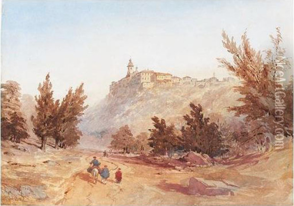A Hilltop Monastery Oil Painting - William Noble Hardwick