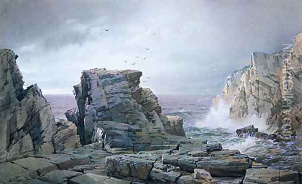 A Rocky Coast Oil Painting - William Trost Richards