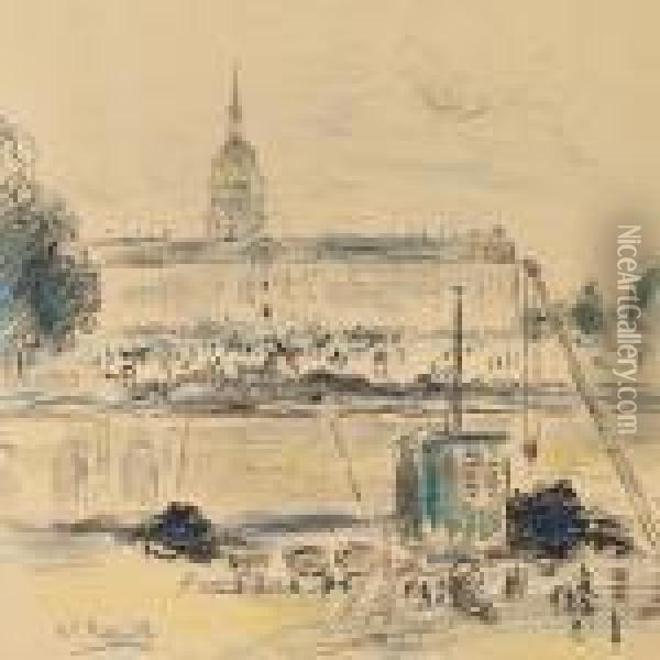 A Scenery Fromparis With A View To Hotel Des Invalides Oil Painting - Jean-Francois Raffaelli