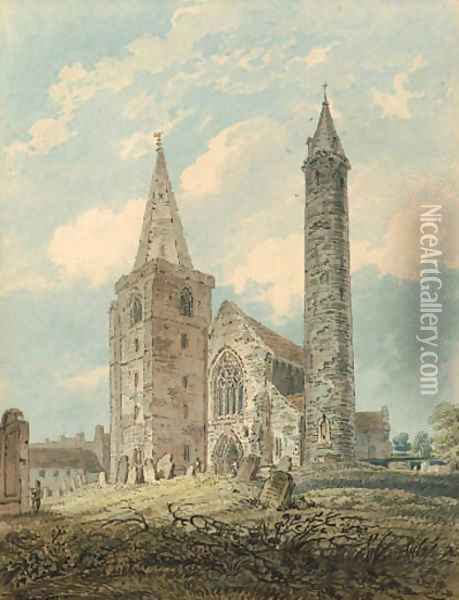 Brechin Cathedral, Strathmore, Scotland Oil Painting - Thomas Girtin