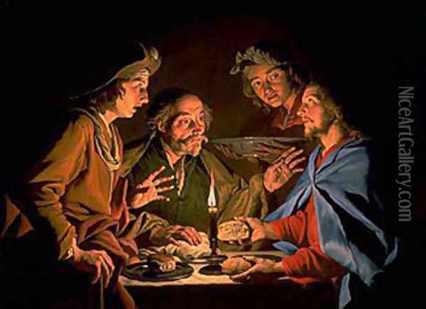The Supper at Emmaus 1633-1639 Oil Painting - Matthias Stomer