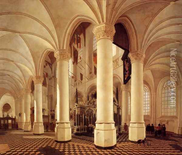 Ambulatory of the New Church in Delft with the Tomb of William the Silent Oil Painting - Gerard Houckgeest