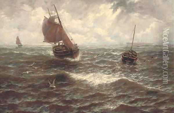 Off Great Yarmouth Harbour Oil Painting - Thomas Rose Miles