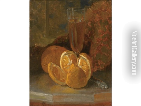Still Life With Oranges Oil Painting - Samuel Lancaster Gerry