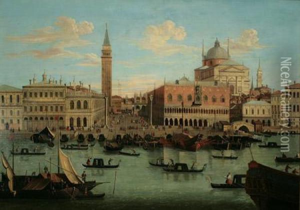 View Of St. Mark's Square And Doge's Palace, Capriccio, Venice Oil Painting - William James