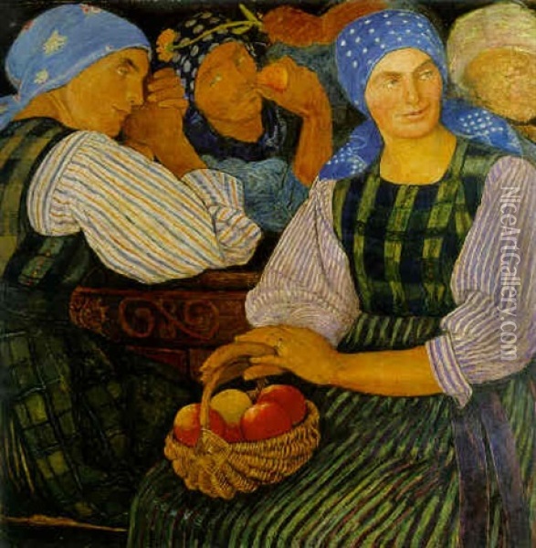 Die Apfelernte Oil Painting - Ernest Bieler