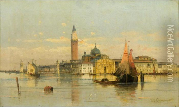 Ponte Dei Pugni, Venice; Church Of S. Giorgio Maggiore, Venice Oil Painting - Karl Kaufmann