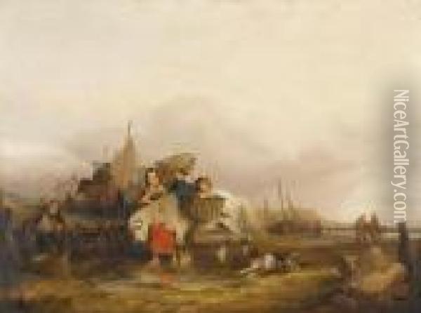 The Shrimpers: A Ride Home Oil Painting - Snr William Shayer