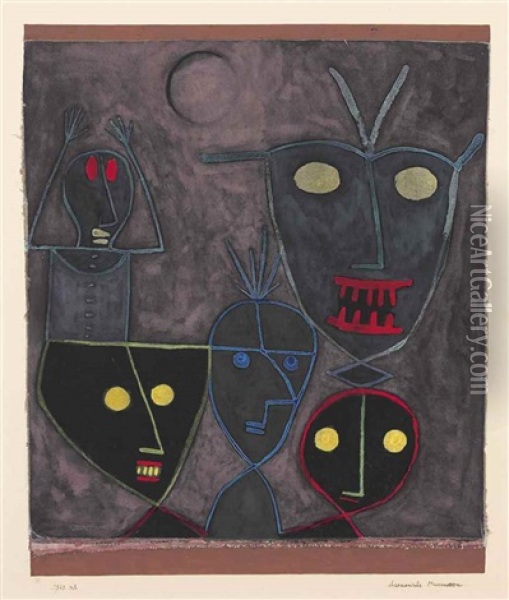 Daemonische Marionetten Oil Painting - Paul Klee