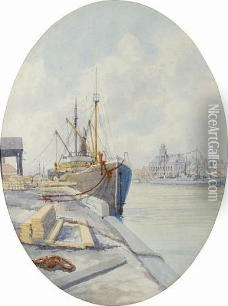 The Docks At Great Yarmouth Oil Painting - Stephen John Batchelder