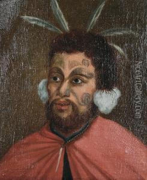 Portrait Of A Man In Maori Dress Oil Painting - William Hodges