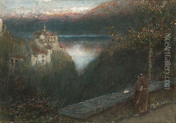 Lago Maggiore Oil Painting - Albert Goodwin
