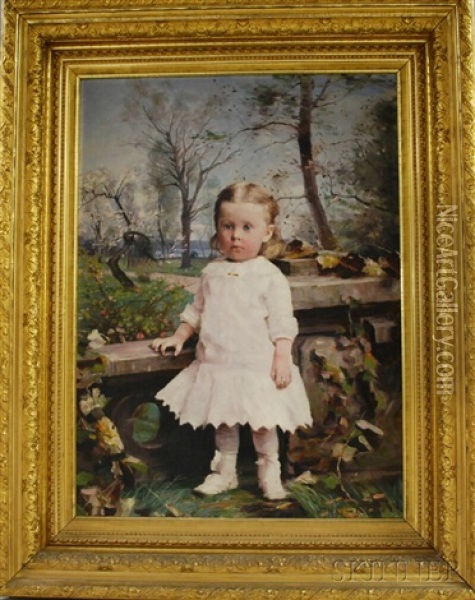 Portrait Of Mary Nichols Sutherland (1880-1969), Daughter Of Georgiana Nochils (1847-1930) Oil Painting - Hugh Newell