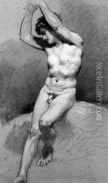 Seated Male Nude Oil Painting - Pierre-Paul Prud'hon