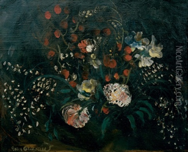 Still Life With Flowers Oil Painting - Boris Dmitrievich Grigoriev