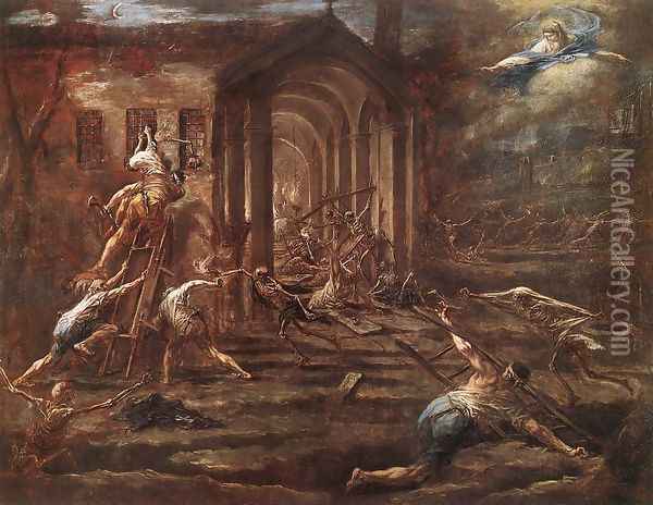 Sacrilegious Robbery (Furto sacrilego) Oil Painting - Alessandro Magnasco