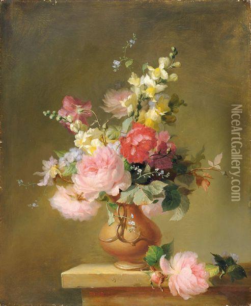 Bouquet De Roses Oil Painting - Francois Rivoire
