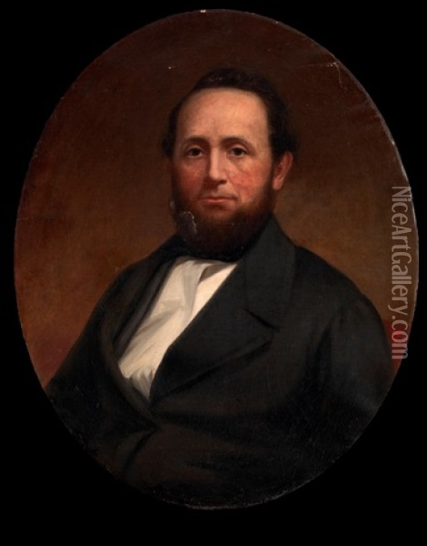 Portrait Of A Bearded Gentleman, In A Black Jacket Oil Painting - Shepard Alonzo Mount
