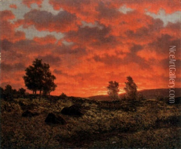 An Autumn Landscape At Sunset Oil Painting - Ivan Fedorovich Choultse