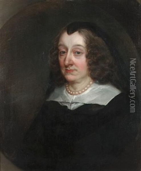 Portrait Of A Lady In Widow's Weeds Oil Painting - Cornelis Jonson Van Ceulen