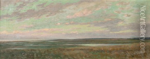 Cape Cod Marshes, The Evening Hour Oil Painting - Arthur Hoeber