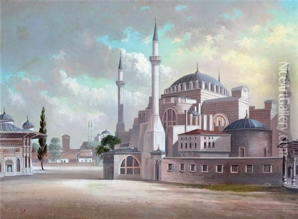 Ayasofya Cami Oil Painting - Fahri Kaptan