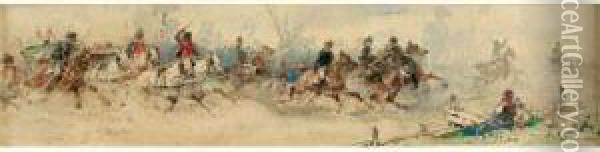 La Charge Des Cavaliers Oil Painting - Sebastiano De Albertis