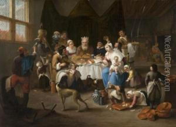 Le Roi Boit Oil Painting - Matheus van Helmont