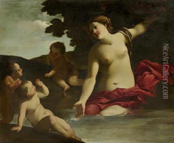 Venus Mit Putti Oil Painting - Giovanni Lanfranco