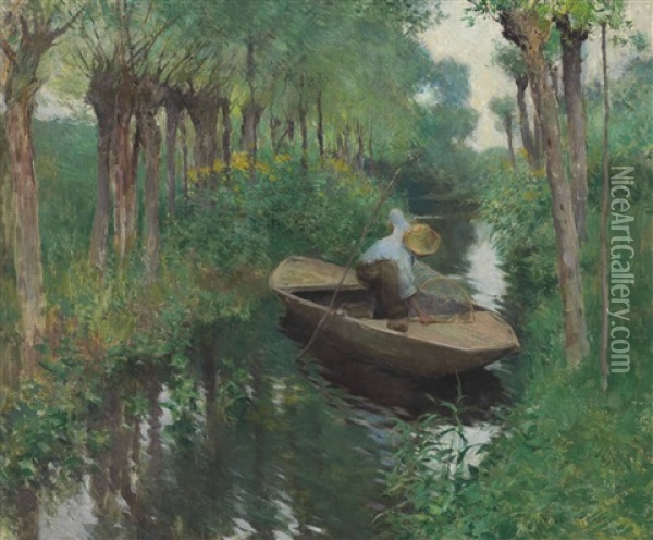 On The River Oil Painting - Willard Leroy Metcalf