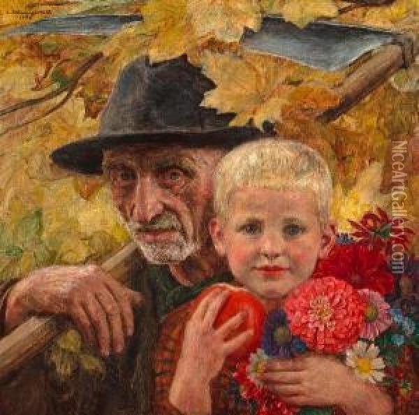 Youth And Age Oil Painting - Alfred Schwarzschild