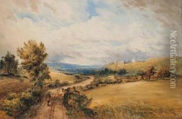 Arundel Castle, Vale Of Arundel, Sussex Oil Painting - Edward Matthews