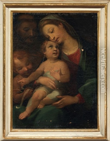 Madonna Col Bambino, San Giovannino, San Bernardino Oil Painting - Alessandro Casolani
