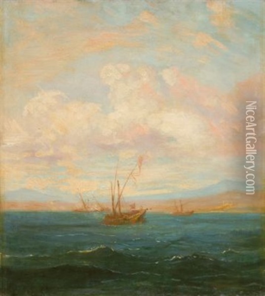 Eine Galeere Vor Der Arabischen Kuste Oil Painting - Baron Jean Antoine Theodore Gudin