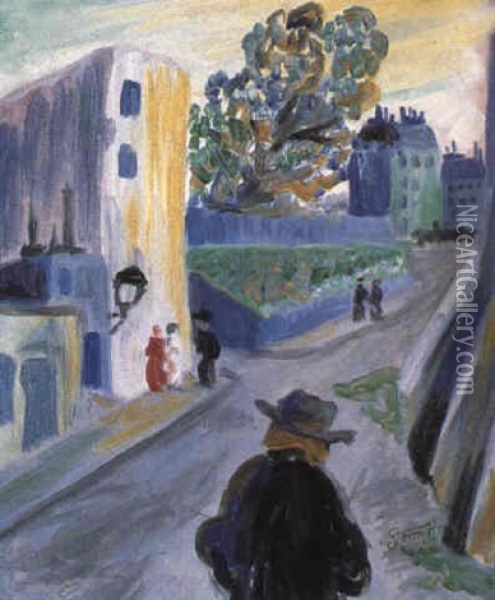 Montmartre, Paris 1910 Oil Painting - Robert Storm-Petersen