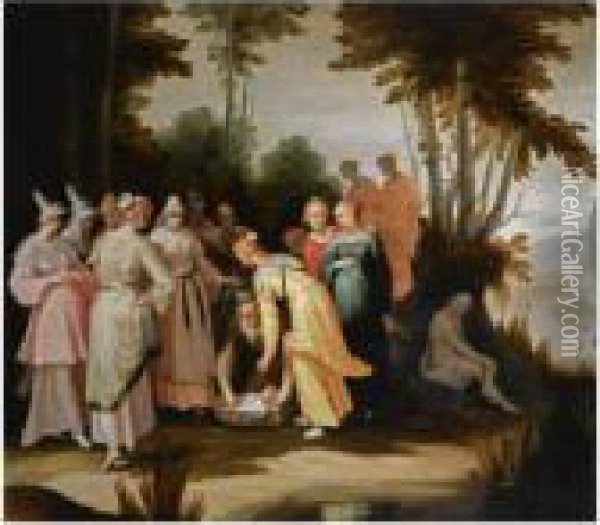 The Finding Of Moses Oil Painting - Cornelis Cornelisz Van Haarlem