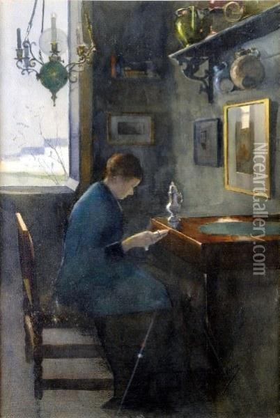 Femme Dans Un Interieur Oil Painting - Leon Mundeleer