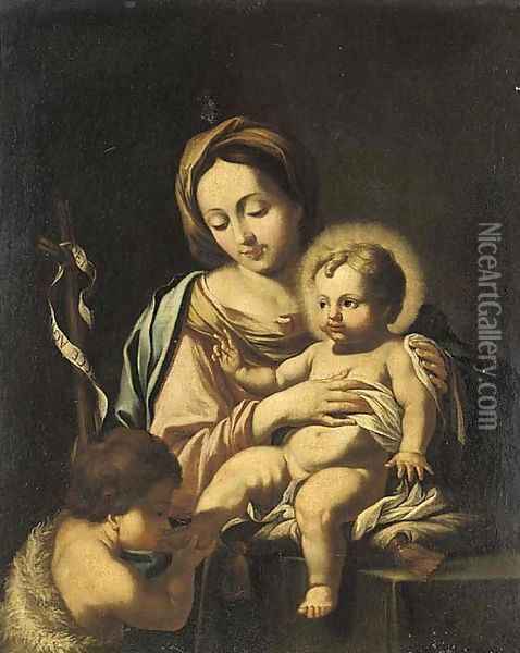 The Madonna and Child with Saint John the Baptist Oil Painting - Francesco Solimena
