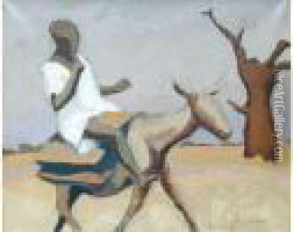 Africain Sur Sa Mule Oil Painting - Maurice Le Scouezec