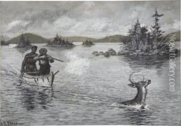 Watering The Deer Oil Painting - Arthur Burdett (Sr.) Frost