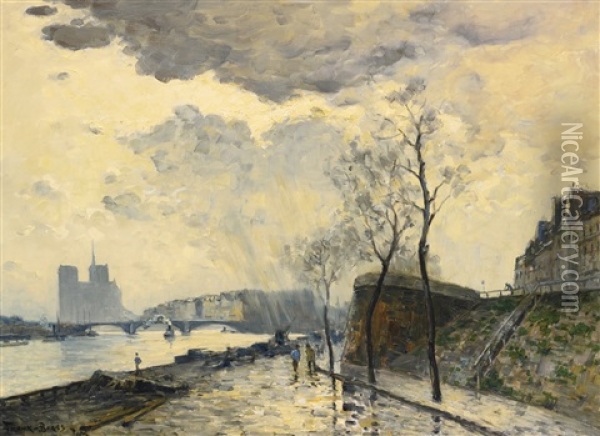 Notre Dame Et Le Pont De Sully Vus Depuis Le Quai Henry-iv Oil Painting - Frank Myers Boggs