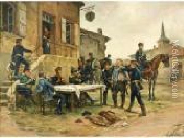 Scene De La Guerre De 1870 Oil Painting - Alphonse Marie de Neuville