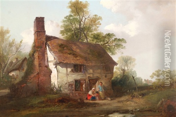 Cottage Scene Oil Painting - Edward Robert Smythe