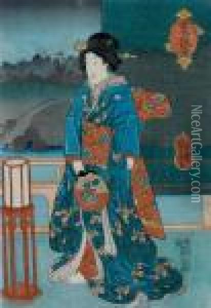 Schauspieler In Einer Frauenrolle Oil Painting - Utagawa Yoshitora