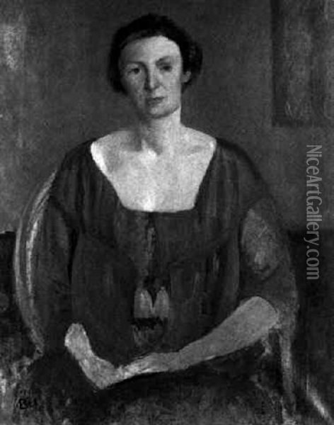 Portrait Of The Artist's Wife Oil Painting - Derwent Lees