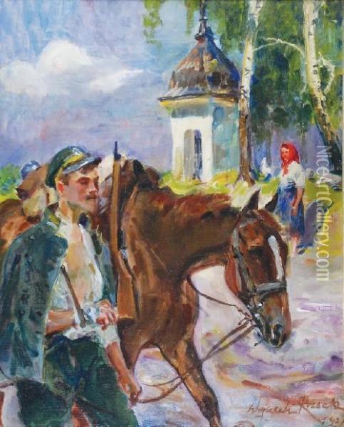 Ranny Legionista Oil Painting - Wojciech Von Kossak