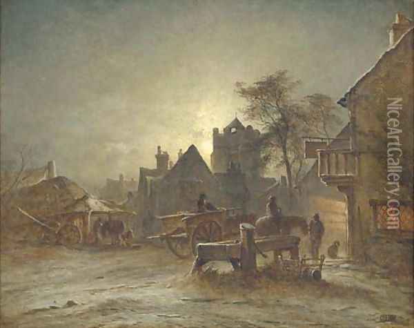 The Village Inn Oil Painting - George Augustsus Williams
