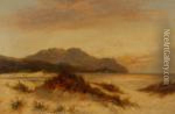 Coastalview At Sunset Oil Painting - William Langley