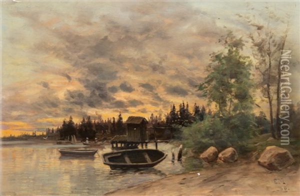 Evening In The Archipelago Oil Painting - Elias Muukka